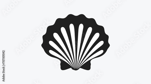 Flat Design Vector Seashell Icon Black and White 