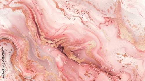 A luxurious swirl of pink and cream with veins of gold flecks gives a rich texture to the image, reminiscent of marble or a natural geological formation