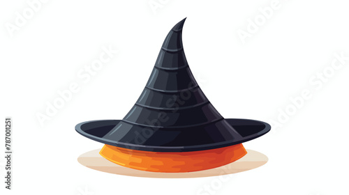 Flat illustration of tall witch hat on abstract background