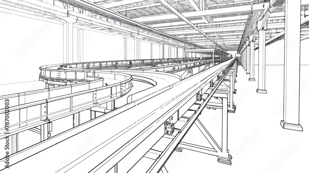 Industrial conveyor belt line outline illustration. Co