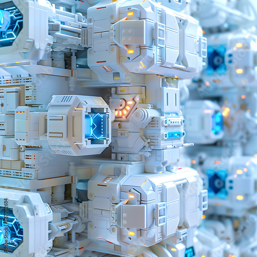 ss lego cubes 3d rendering, in the style of light white and azure, futuristic spacecraft design, simplified structures, , interlocking structures, constructivist inspired, light blue and white photo