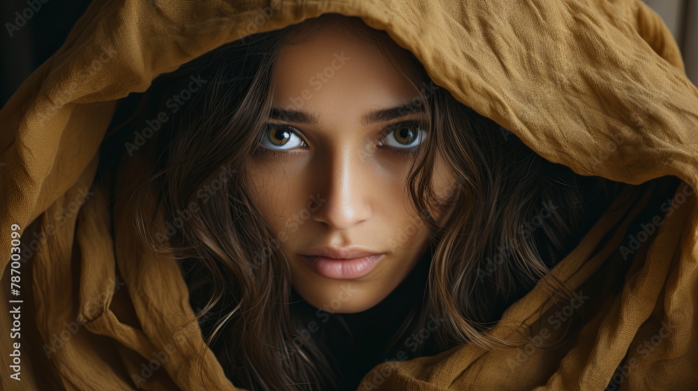 Woman in distress, concealing her face. Illustrates emotional turmoil and depression in women. Space for text to convey support and awareness, Generative AI. Woman in distress, concealing her face. Illustrates emotional turmoil and depression in women. Space for text to convey support and awareness, Generative AI.