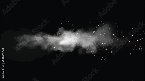 Flying dust particles on a black background flat vector