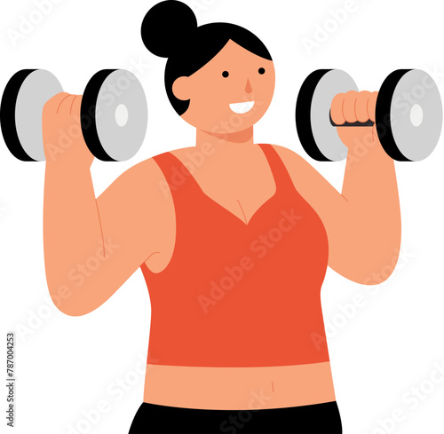 Woman doing weight lifting with dumb-bell