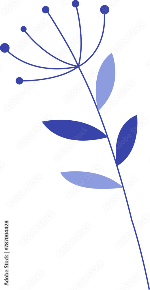 Fototapeta premium Hard drawn outline botanical leaf plant