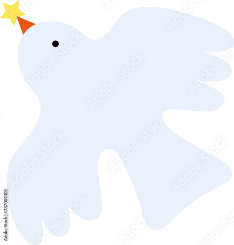 Bird grips a star and flying up to the sky