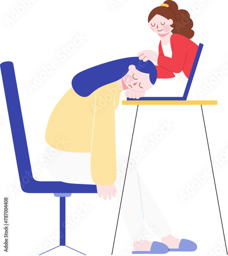 Mother comforts the daughter online