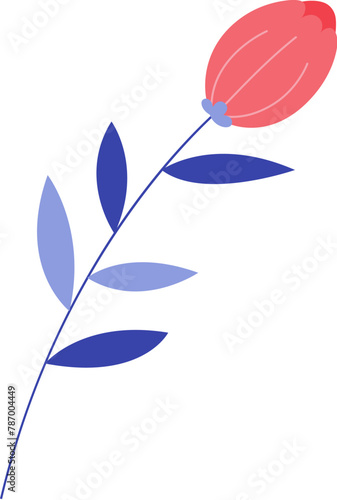 Unflowered red  petal with blue leaf