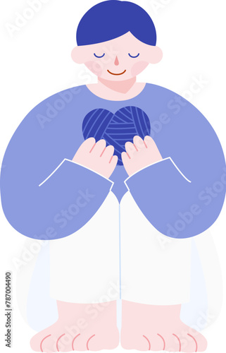 Boy protecting heart shape item