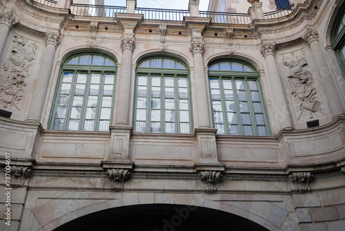 Large Glass Windows of the The Virreina Palace  a building Located on the famous La Rambla avenue  Spain