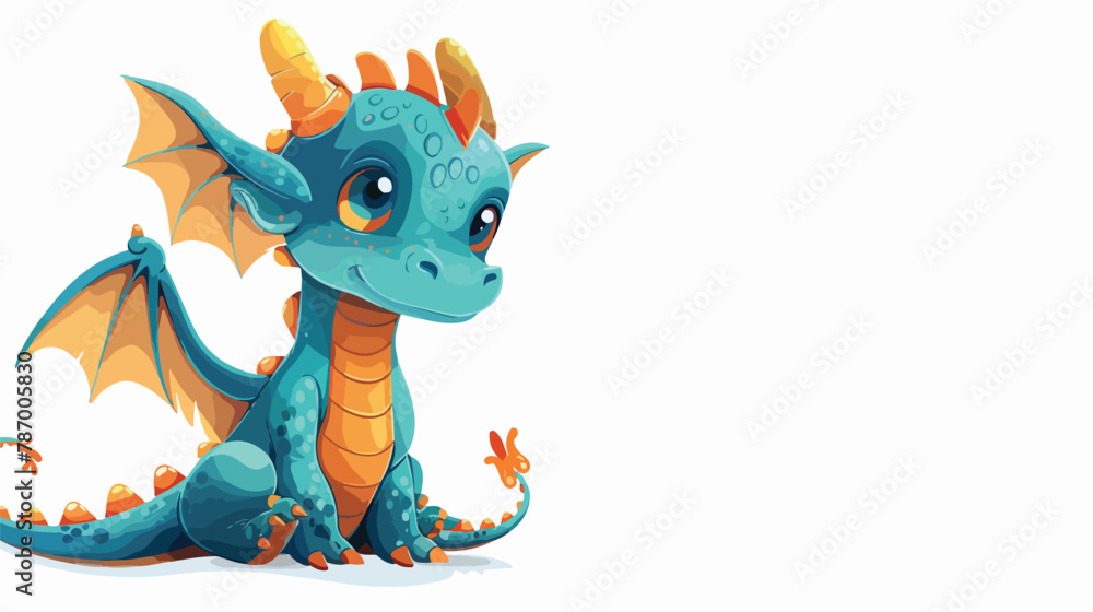 Funny baby dragon in fairy tale Vector illustration illustration