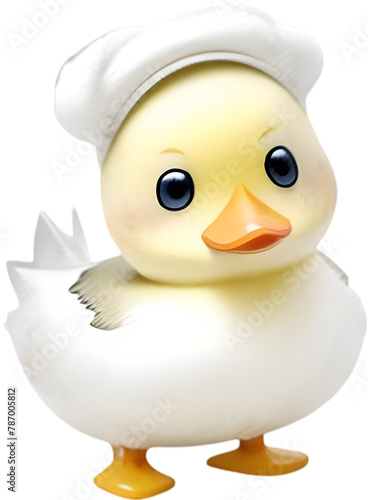 Cute watercolor cartoon duckling. Duckling clipart.