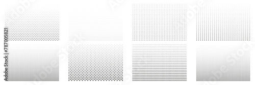 Halftone Backgrounds With Linear Gradients. Half Tone Patterns With Dot. Isolated Vector Illustration