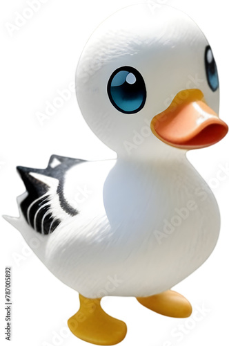 Cute watercolor cartoon duckling. Duckling clipart.