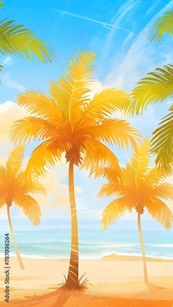 palm trees on the beach, ai generated