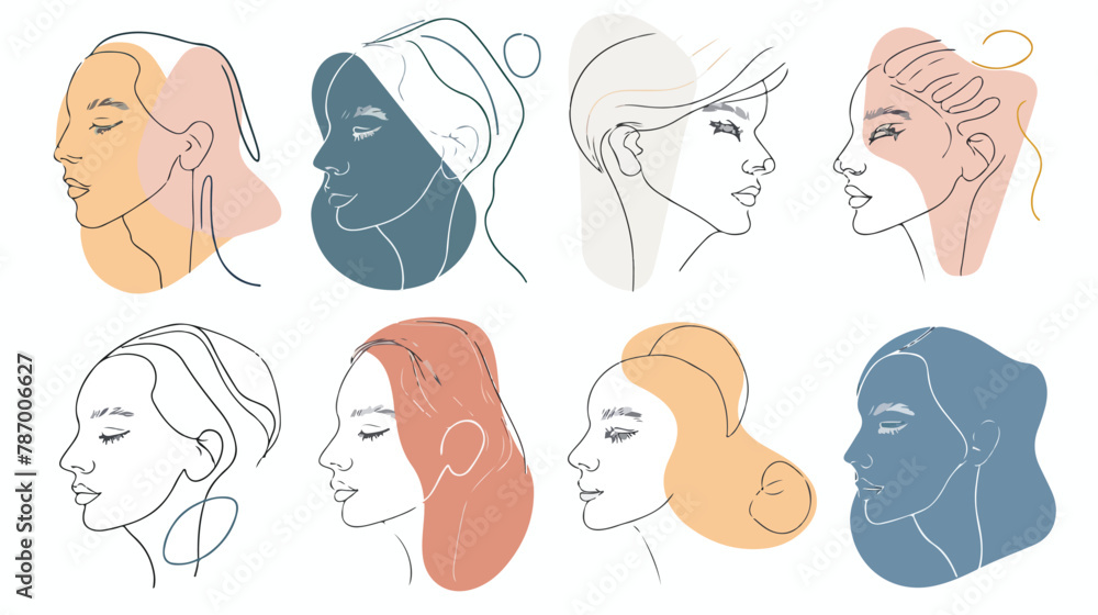 Modern abstract faces. Contemporary female silhouettes