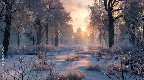 Immerse yourself in the serene ambiance of an HD image portraying a cold season outdoors landscape. 