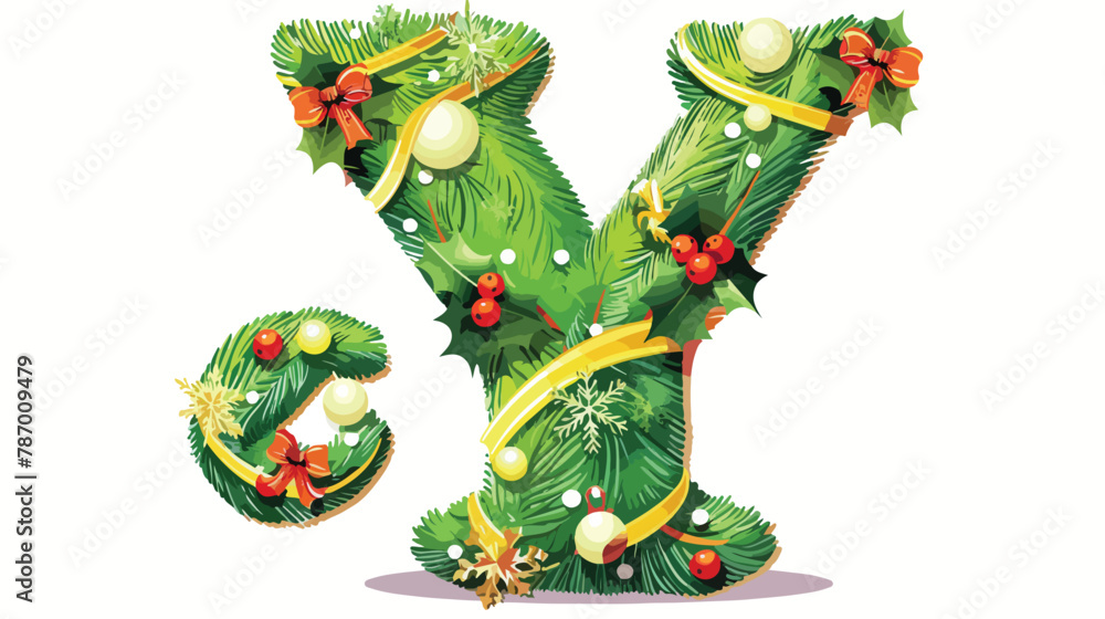Funny Christmas alphabet letter Y Vector illustration
