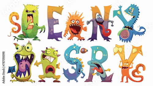 Funny monsters cartoon alphabet Vector illustration illustration
