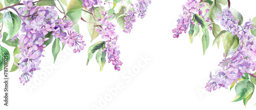 a picture of a watercolor painting of a branch of lila flowers