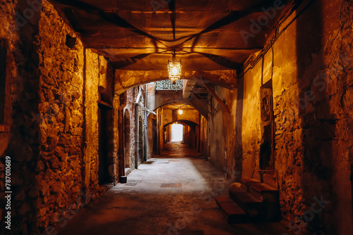 The Rue Obscure of Villefranche-sur-Mer, a 130-meter covered street dating from 1260, located along the first city wall.