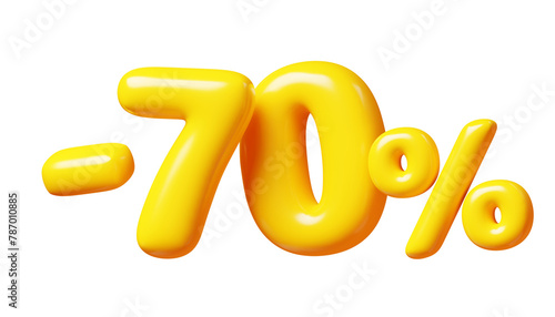 Balloon number minus seventy percent sign for sale concept. 3d render illustration (ID: 787010885)