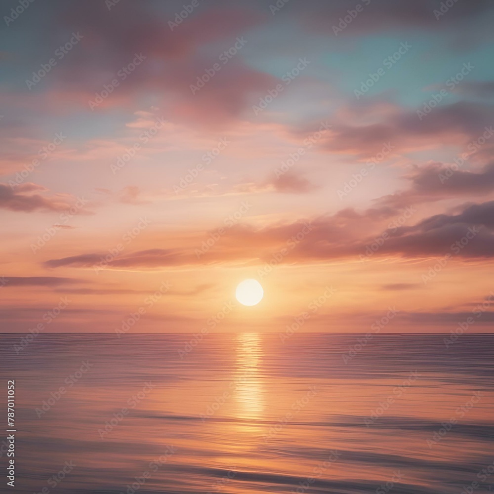AI generated illustration of a beautiful sunset over a tranquil ocean landscape