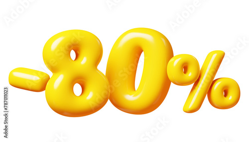 Balloon number minus eighty percent sign for sale concept. 3d render illustration (ID: 787011023)