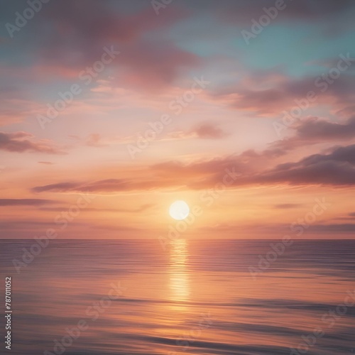 AI generated illustration of a beautiful sunset over a tranquil ocean landscape