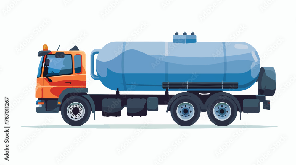 Gas carrying truck with propane tanks flat vector isolated