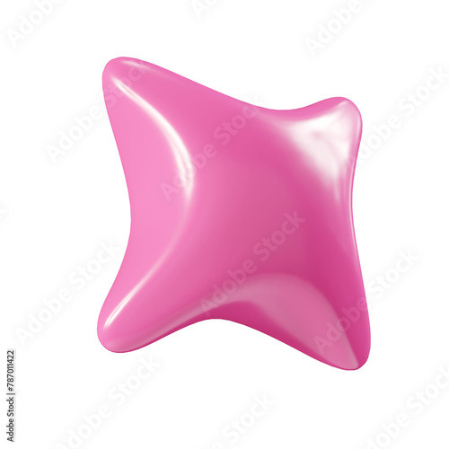 Birthday party popper pink confetti streamer star element 3d render illustration. (ID: 787011422)