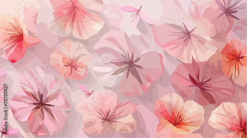 Gentle tropical flowers. Transparent petals on a pink