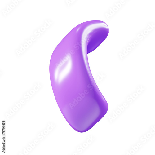 Birthday party popper purple confetti streamer element. 3d render illustration. (ID: 787011658)