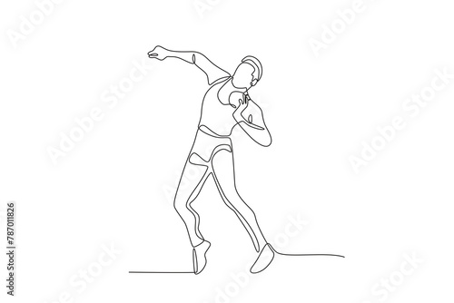 Male shot put athletes will throw the shot put. Olympics concept one-line drawing