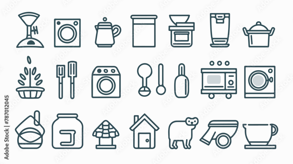 Outline mini concept icons symbols of household baby p - obrazy, fototapety, plakaty 