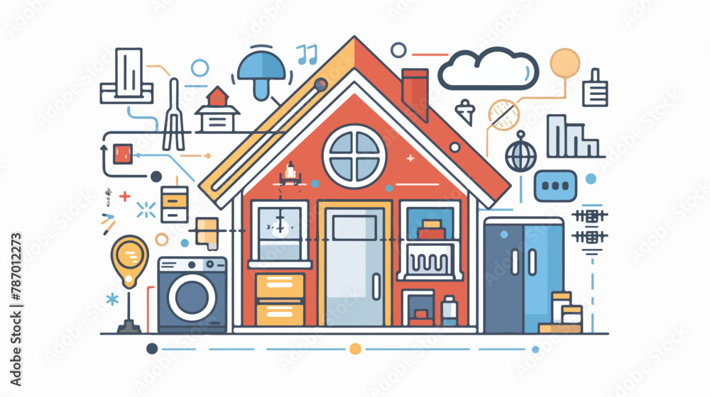 Outline mini concept infographic symbol icons of house