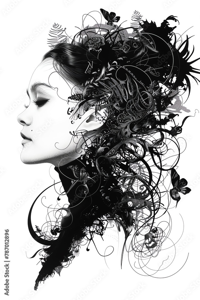 Capture a Swedish woman in a dynamic pen and ink style, wearing avant-punk influenced Scandinavian fashion Show her in a timeless setting merging modern design with traditional pen and ink art, full o Capture a Swedish woman in a dynamic pen and ink style, wearing avant-punk influenced Scandinavian fashion Show her in a timeless setting merging modern design with traditional pen and ink art, full o
