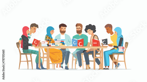 People learning Turkish language vector illustration.