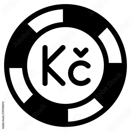Czech koruna, coin, currency, money, cash Icon