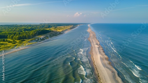 Aerial landscape of the beach in Wladyslawowo by the Baltic Sea at summer. Poland. photo