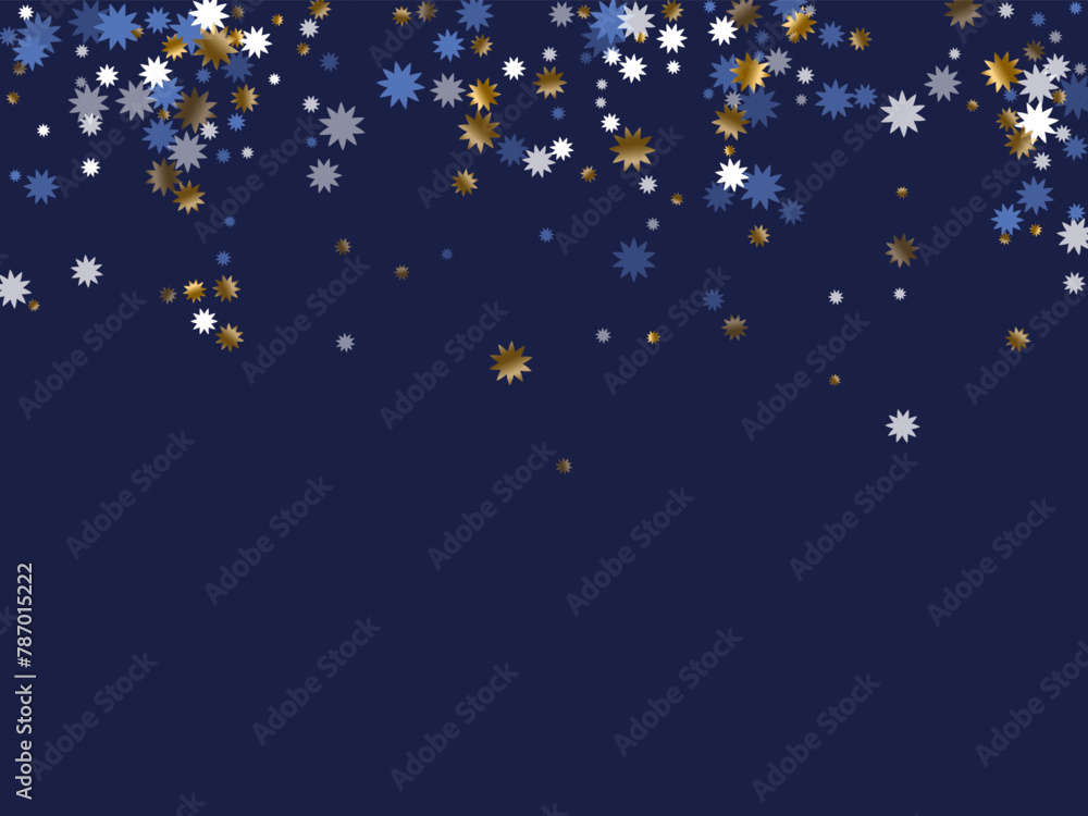 Glittering Christmas star holiday pattern illustration. Gold blue white sparkle decoration. Glittering Christmas star holiday pattern illustration. Gold blue white sparkle decoration.