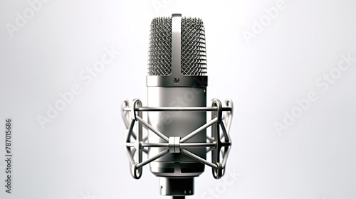 vintage microphone isolated on white background in studio
