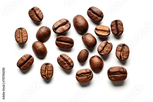 Coffee beans on white plain isolated, from above Generative AI