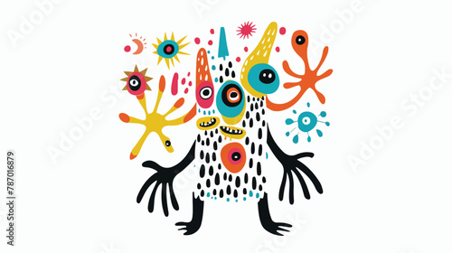 Fototapeta Naklejka Na Ścianę i Meble -  Quirky abstract Creature. Cute funny character with ey