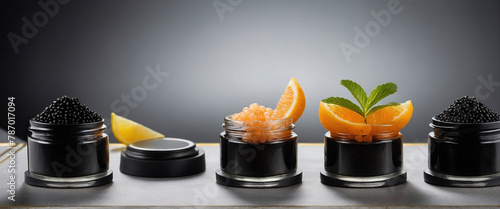 Luxurious serving of black caviar.