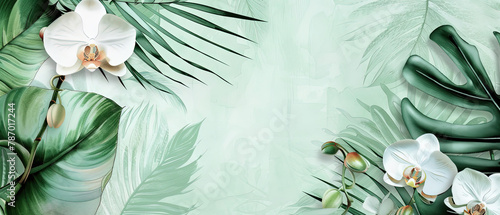 a picture of a tropical background with white flowers
