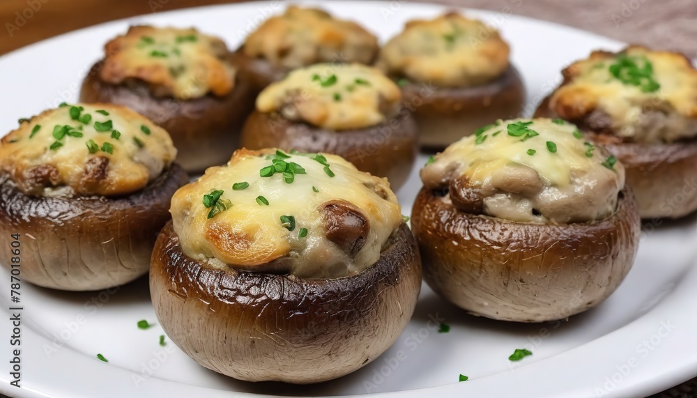 Stuffed mushrooms baked with garlic and cheese