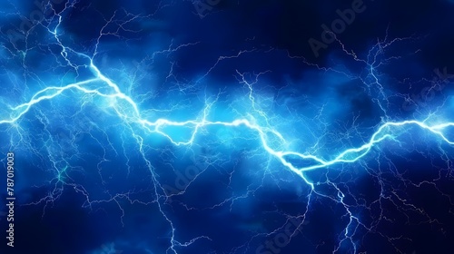 Blue lightning plasma and electrical background enhanced photo