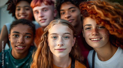 Group with multi-ethnic young people