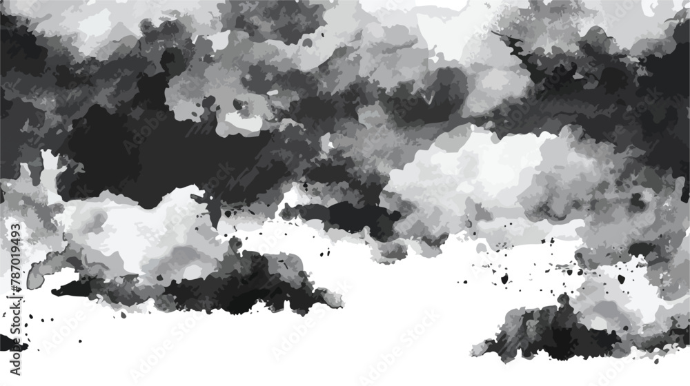 Gray Watercolor. Black and Charcoal Background.